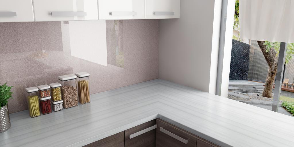LX Hausys  Himacs Strato Cloud miter edge